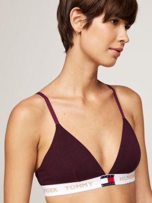 red heritage logo padded triangle bra for women tommy hilfiger