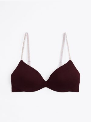 red heritage non-wired padded push-up bra for women tommy hilfiger