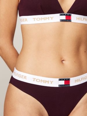 slip heritage con logo glitter rosso da donne tommy hilfiger