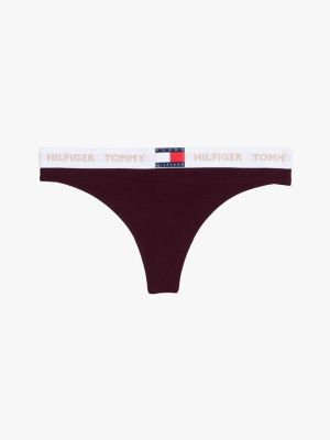 red heritage repeat logo waistband thong for women tommy hilfiger