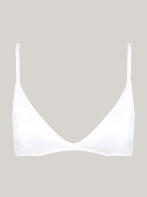 top bikini global stripe elevated a triangolo bianco da donne tommy hilfiger