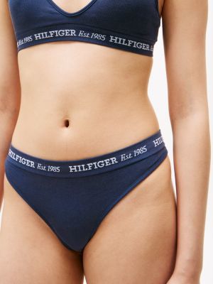 blue logo ribbed thong for women tommy hilfiger