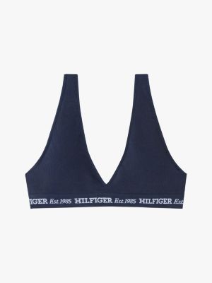 blau logo-bralette mit herausnehmbaren polstern für damen - tommy hilfiger