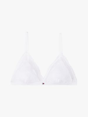 soutien-gorge triangle non doublé côtelé blanc pour femmes tommy hilfiger