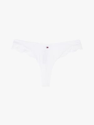 white lace trim dipped thong for women tommy hilfiger