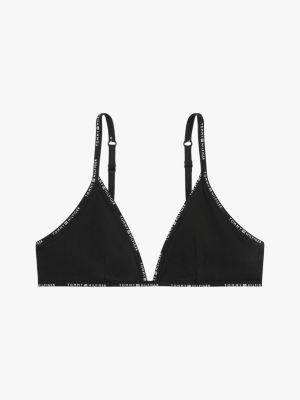 black repeat logo unpadded triangle bra for women tommy hilfiger