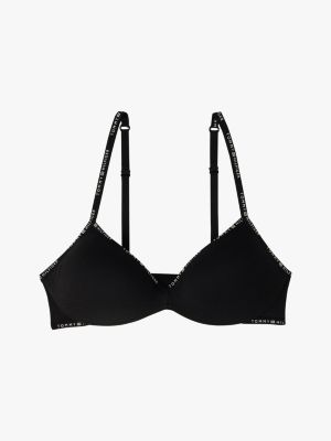 schwarz push-up-bh mit bügel und logomuster für damen - tommy hilfiger