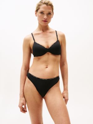 schwarz push-up-bh mit bügel und logomuster für damen - tommy hilfiger