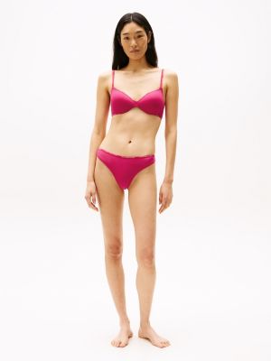 soutien-gorge push-up à bande de logo rose pour femmes tommy hilfiger