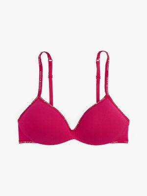 soutien-gorge push-up à bande de logo rose pour femmes tommy hilfiger