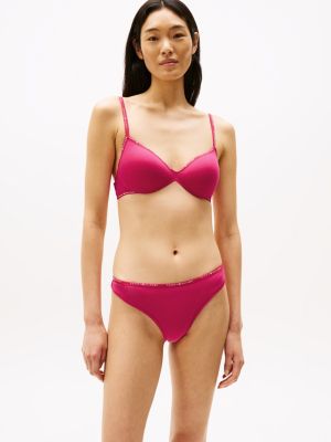 pink repeat logo non-wired push-up bra for women tommy hilfiger