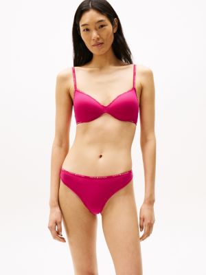 pink repeat logo thong for women tommy hilfiger