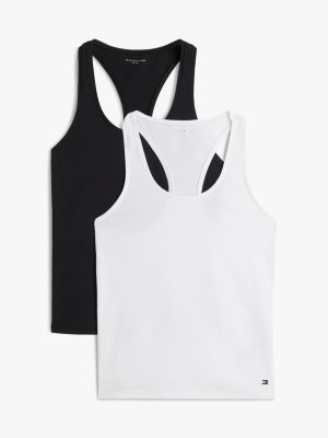 black 2-pack hilfiger flag racerback tank tops for women tommy hilfiger