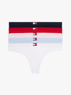 multi 5-pack heritage logo thongs for women tommy hilfiger