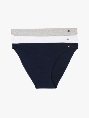 multi 3er-pack hilfiger flag slips mit abfallender taille für damen - tommy hilfiger