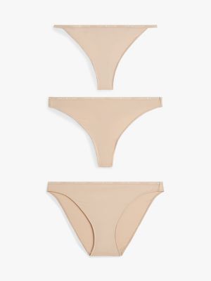 beige 3-pack logo waistband mixed underwear for women tommy hilfiger