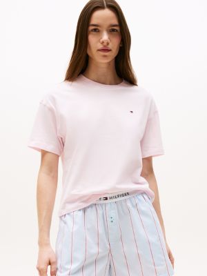 pink jersey relaxed pyjama t-shirt for women tommy hilfiger