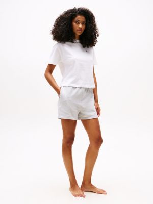 white jersey relaxed pyjama t-shirt for women tommy hilfiger