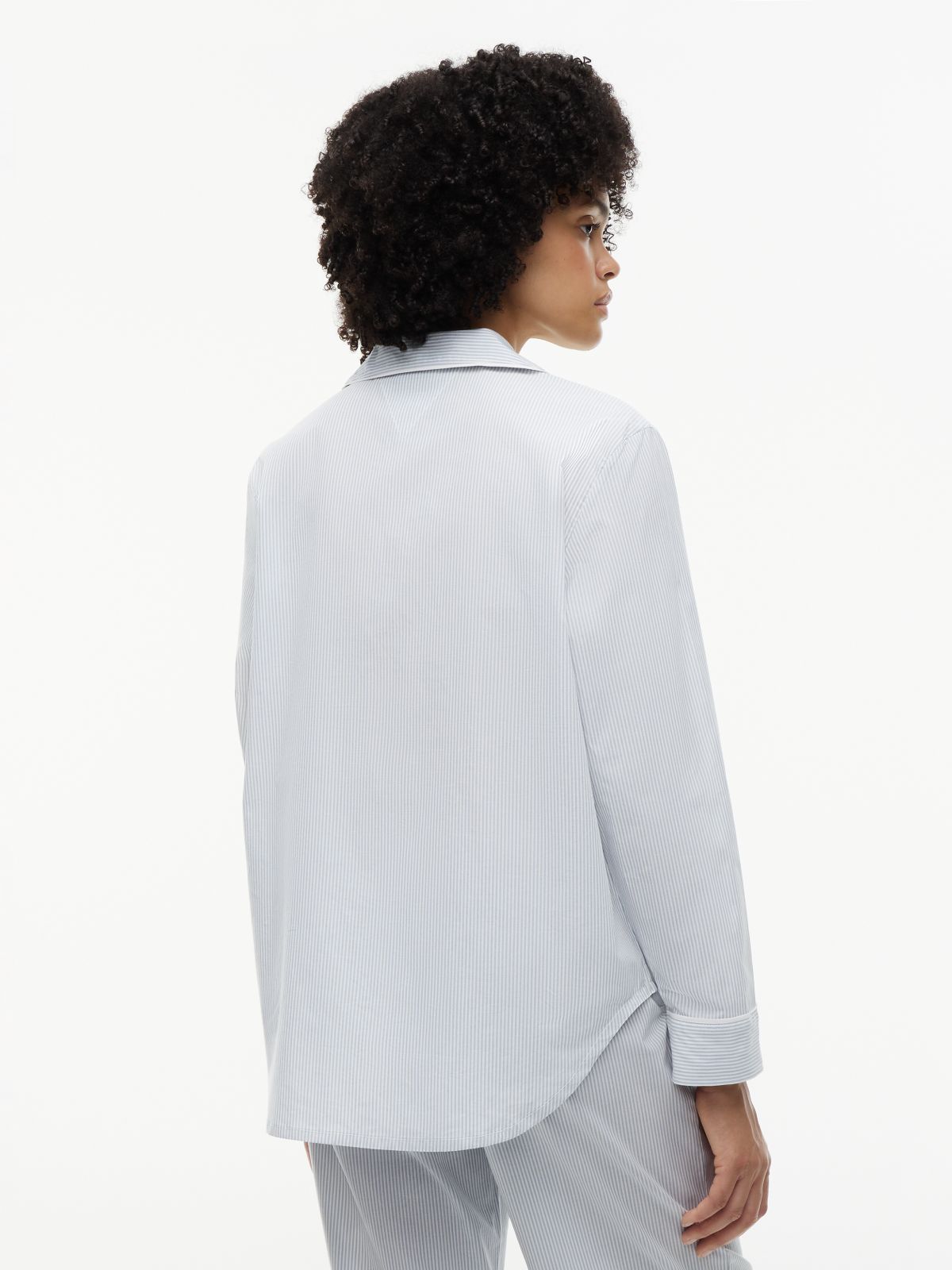Essential Stripe Poplin Pyjama Shirt — Blue