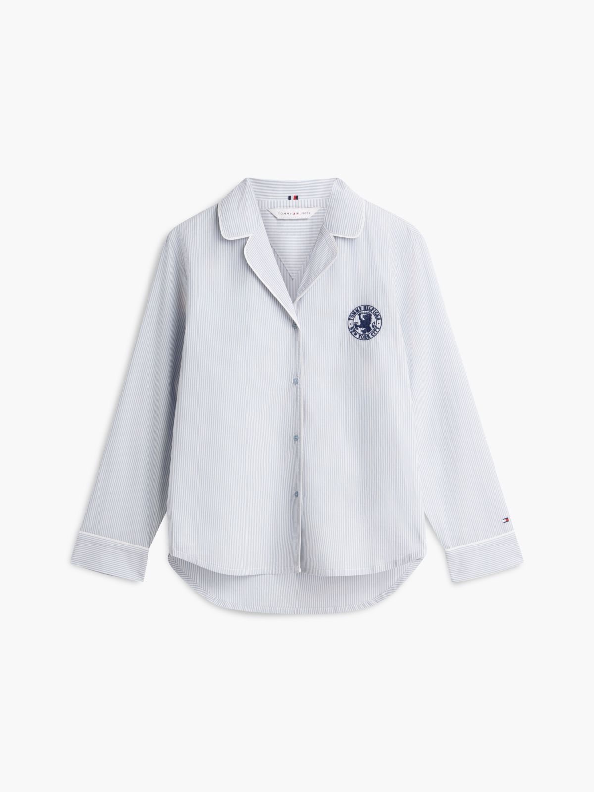 Essential Stripe Poplin Pyjama Shirt — Blue