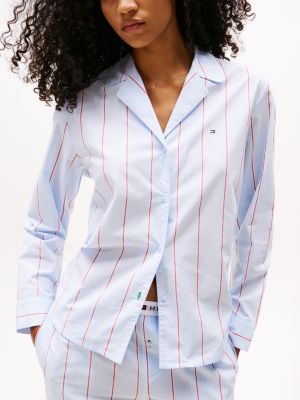 meerdere kleuren relaxed fit pyjamashirt van poplin voor dames - tommy hilfiger