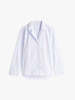 meerdere kleuren relaxed fit pyjamashirt van poplin voor dames - tommy hilfiger