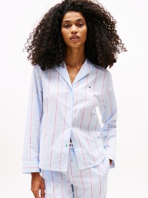 meerdere kleuren relaxed fit pyjamashirt van poplin voor dames - tommy hilfiger