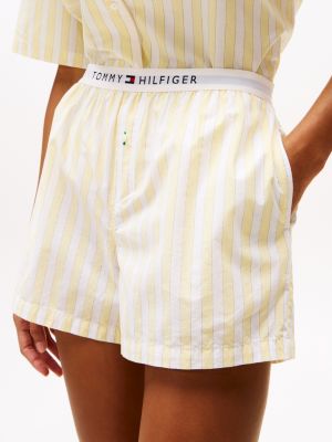 multi logo poplin pyjama shorts for women tommy hilfiger