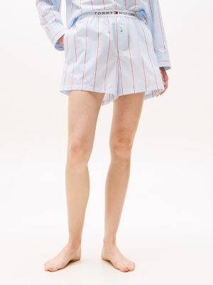 multi logo poplin pyjama shorts for women tommy hilfiger