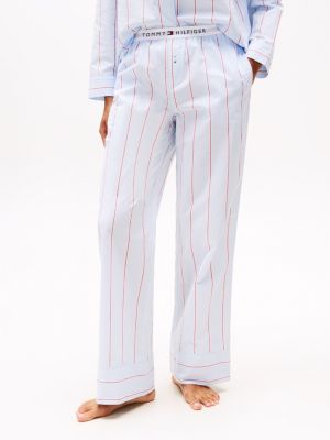 multi logo poplin pyjama bottoms for women tommy hilfiger