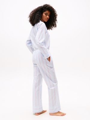 multi popeline-pyjamahose mit logo für damen - tommy hilfiger