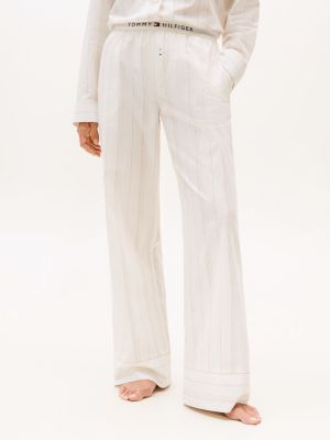 beige logo poplin pyjama bottoms for women tommy hilfiger