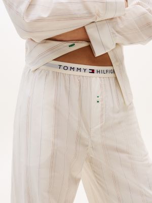 beige logo poplin pyjama bottoms for women tommy hilfiger