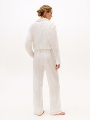 beige logo poplin pyjama bottoms for women tommy hilfiger