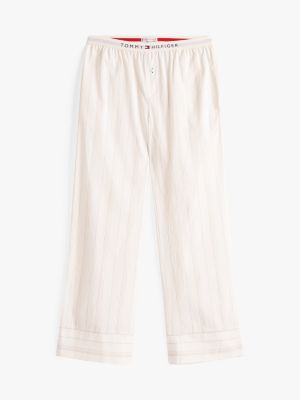 beige logo poplin pyjama bottoms for women tommy hilfiger