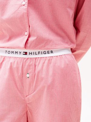 pantalon de pyjama en popeline à logo rose pour femmes tommy hilfiger