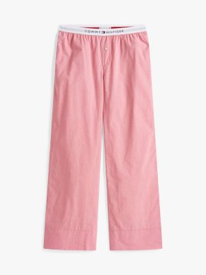 rosa popeline-pyjamahose mit logo für damen - tommy hilfiger