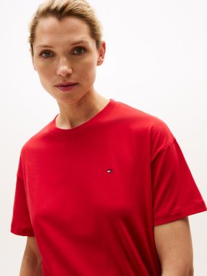 red relaxed pyjama t-shirt dress for women tommy hilfiger
