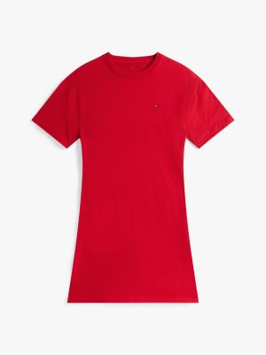red relaxed pyjama t-shirt dress for women tommy hilfiger