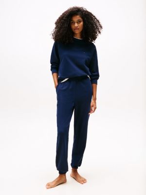 blue relaxed lounge track top for women tommy hilfiger