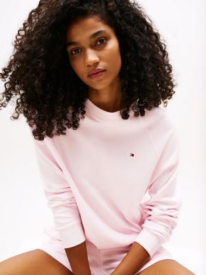 roze relaxed fit lounge trackshirt voor dames - tommy hilfiger