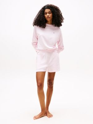 haut de survêtement décontracté lounge rose pour femmes tommy hilfiger