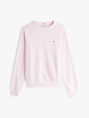 roze relaxed fit lounge trackshirt voor dames - tommy hilfiger