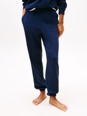 blauw relaxed fit loungejogger met boorden voor dames - tommy hilfiger