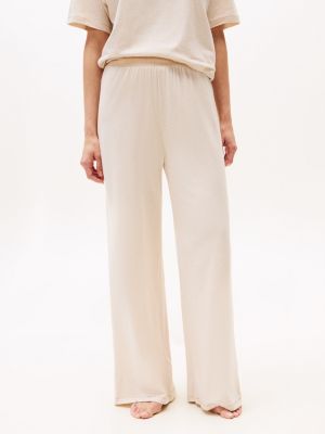 beige logo waistband pyjama bottoms for women tommy hilfiger