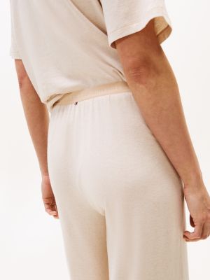 beige logo waistband pyjama bottoms for women tommy hilfiger