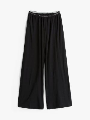 pantalon de pyjama à ceinture à logo noir pour femmes tommy hilfiger