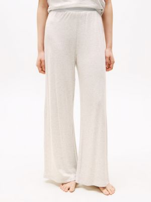 pantalon de pyjama à ceinture à logo blanc pour femmes tommy hilfiger