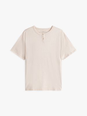 beige relaxed henley pyjama t-shirt for women tommy hilfiger
