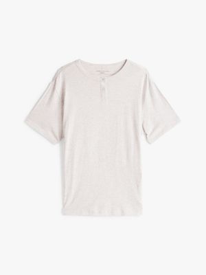 grau relaxed fit pyjama-t-shirt mit henley-kragen für damen - tommy hilfiger